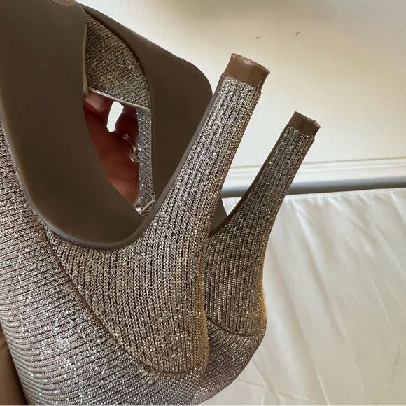 Kelly & Katie Silver Gold Peep Toe Gold/silver Wedding Prom Heels Sz 7.5 SPARKLY - Picture 15 of 16